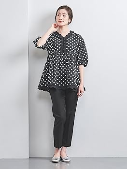 ユナイテッドアローズ タック フリルVネック ハーフスリーブ ブラウス ネイビー UNITED ARROWS ブラウス シャツ タック フリルVネック ハーフ